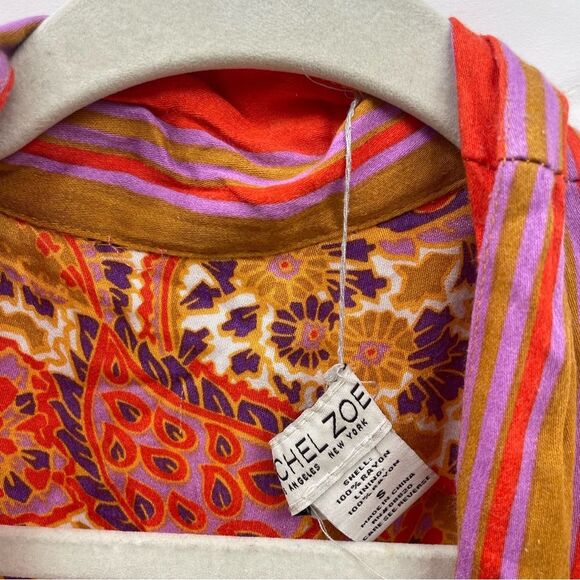 Rachel Zoe Women's Floral Kimono Robe Size S Mustard Boho Chic - Picture 3 of 9